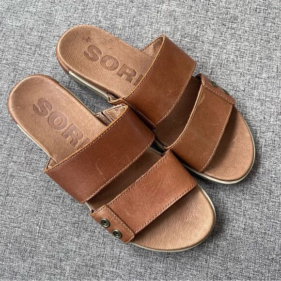 Sorel Torpeda Slide II Flat Slip On Slide Sandals Leather Size 6 - Picture 4 of 10